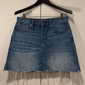 Madewell Frayed Hem Blue Mini Skirt